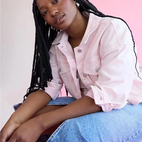 Pink cropped Jean jacket - Picture 9 of 11